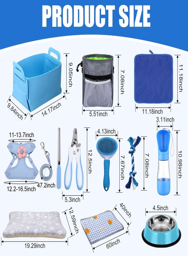 Abbylike 50 Pcs Puppy Supplies Starter Kit for Small Dogs Puppy Essentials Includes Leash, Bowls, Teeth Brushes, Water Bottle, and More Accessories for Dogs Pet Day Welcome Gift(Blue) - Image 2